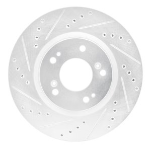 Mitsubishi Eclipse Brake Rotor (1) - Front Left - R1 Concepts - Drilled & Slotted - Silver - `04-`12